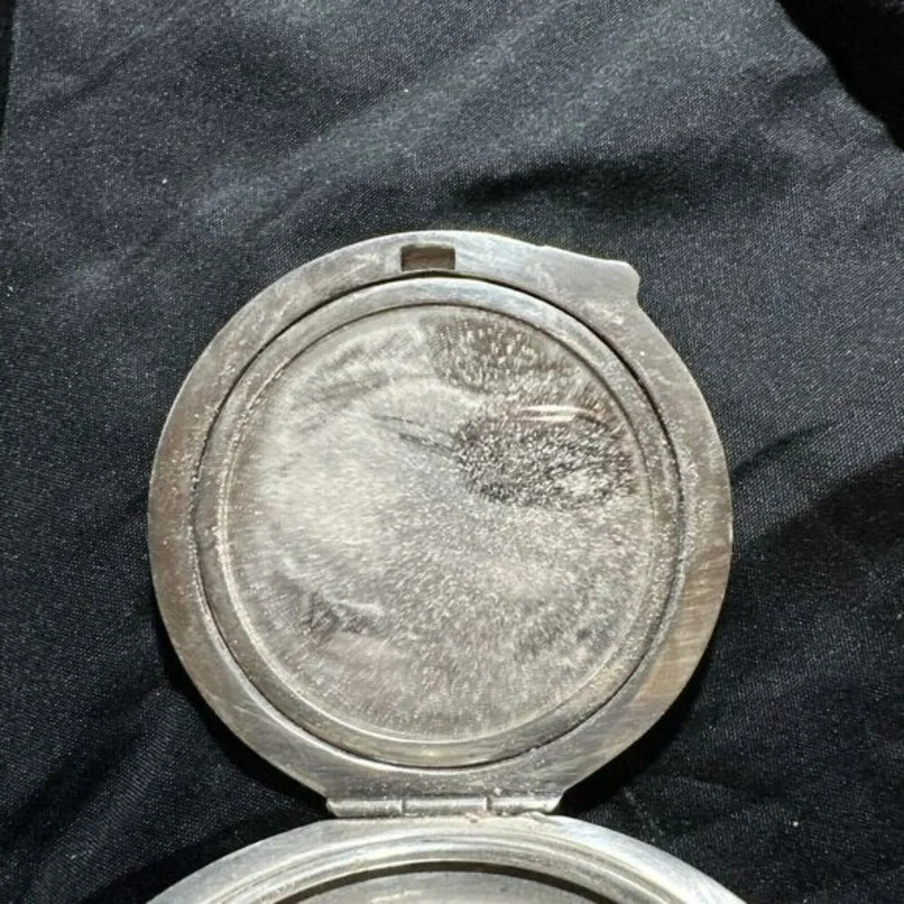 Rare Vintage Turner & Simpson Sterling Silver Guilloche Enamel Makeup Compact